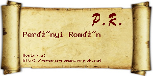 Perényi Román névjegykártya